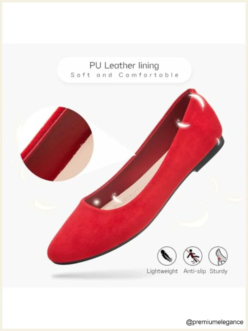 Suede Ballet Flats with Memory Foam Insole Comfortable Work Shoes